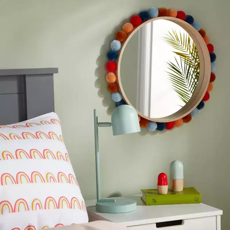 Miroir enfant rond 19" avec pompons colorés