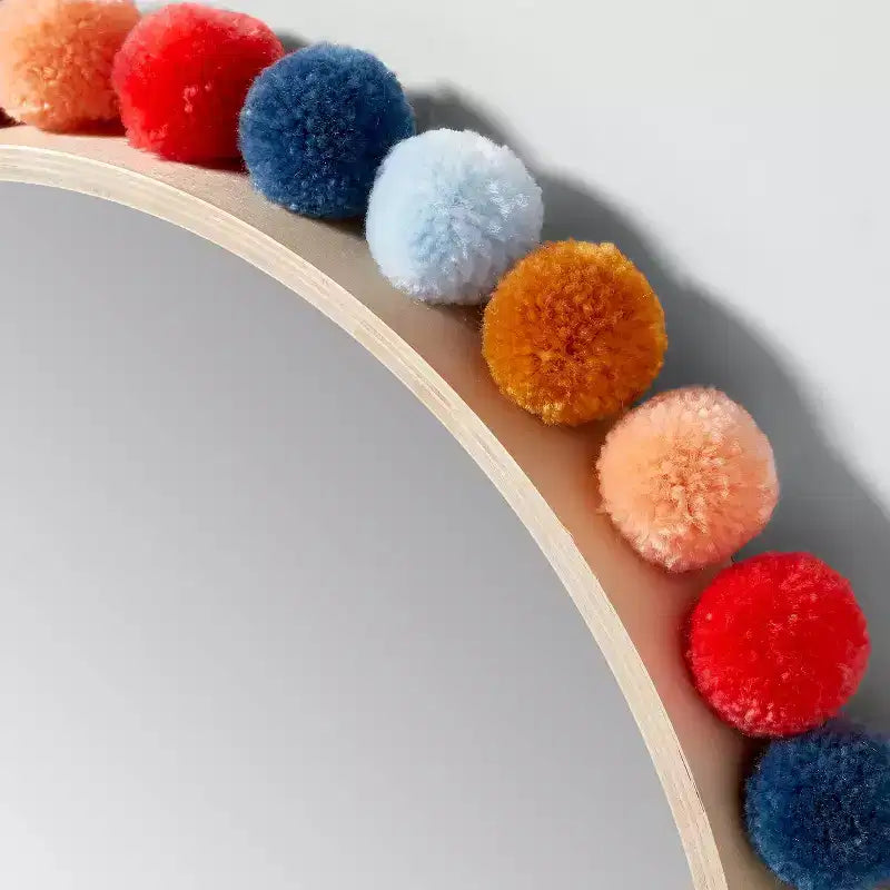 Miroir enfant rond 19" avec pompons colorés