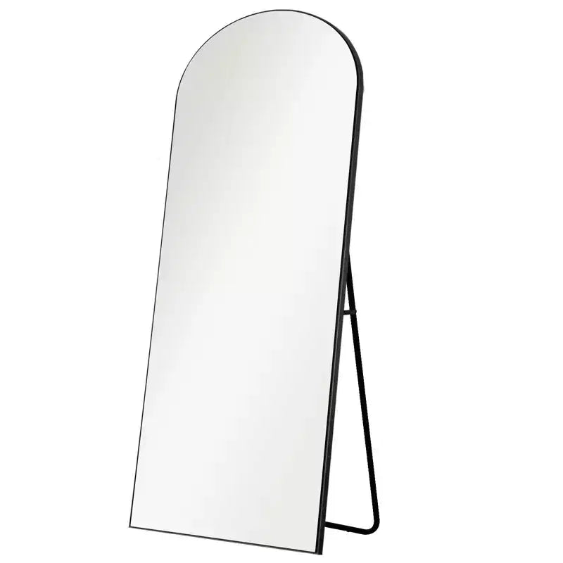 Miroir pleine longueur surdimensionné 67x23 avec cadre en bois arqué, autoportant, noir