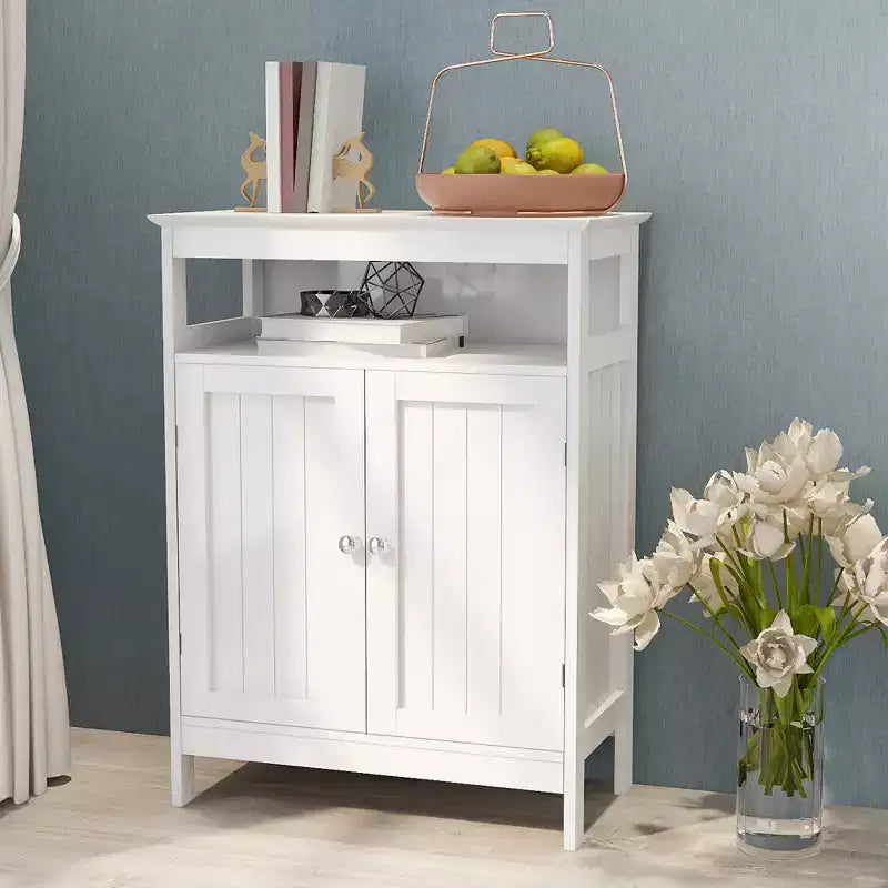 AndMakers 23.62 in. W. x 11.81 in. D x 31.5 in. H White Linen Cabinet with 2 Doors and 1 Shelf
