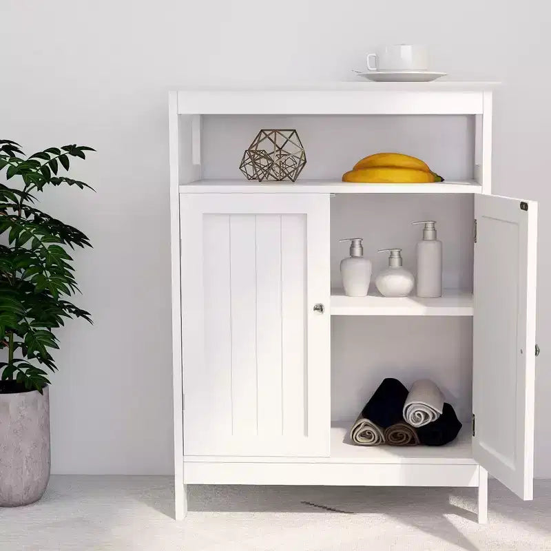 Meuble de salle de bain blanc avec 2 portes et 1 étagère, 23,62 po L x 11,81 po P x 31,5 po H