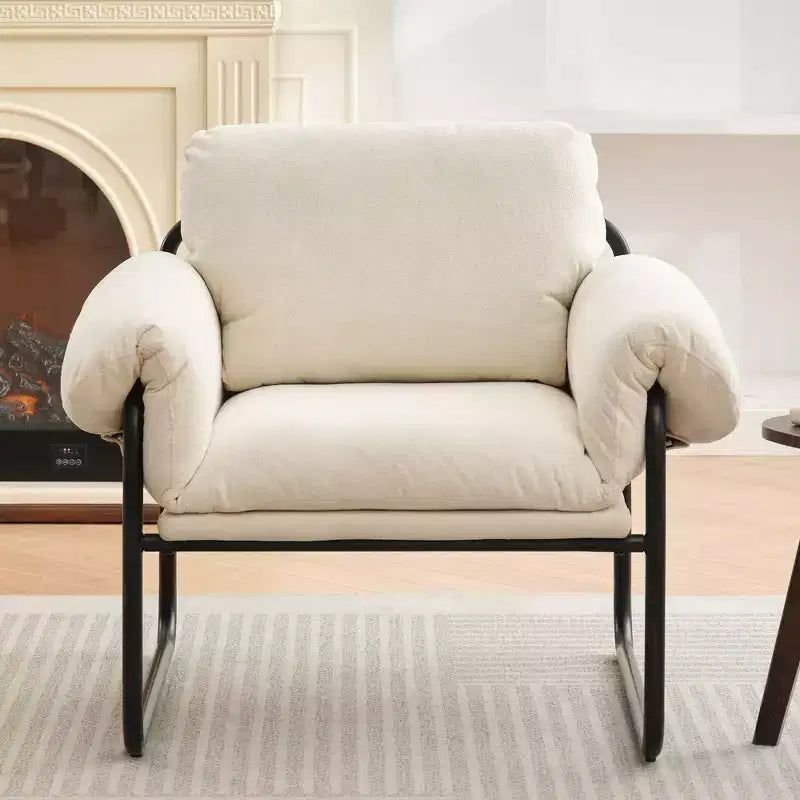 Hyleory Moore Metal Lambswool Upholstered Accent Chair for Bedroom Reception Area Reading Room Living Room
