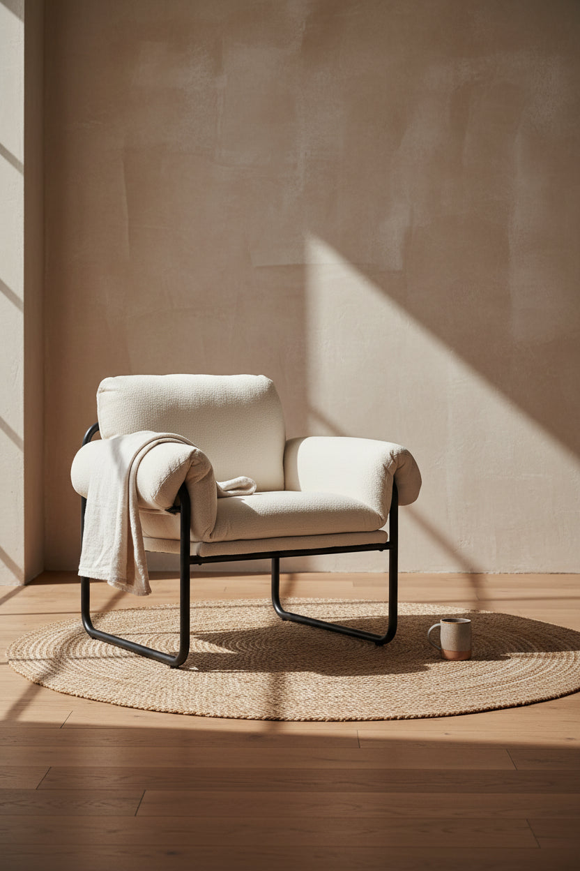 Fauteuil d'appoint en laine d'agneau Moore pour chambre à coucher, salle de réception, coin lecture, salon