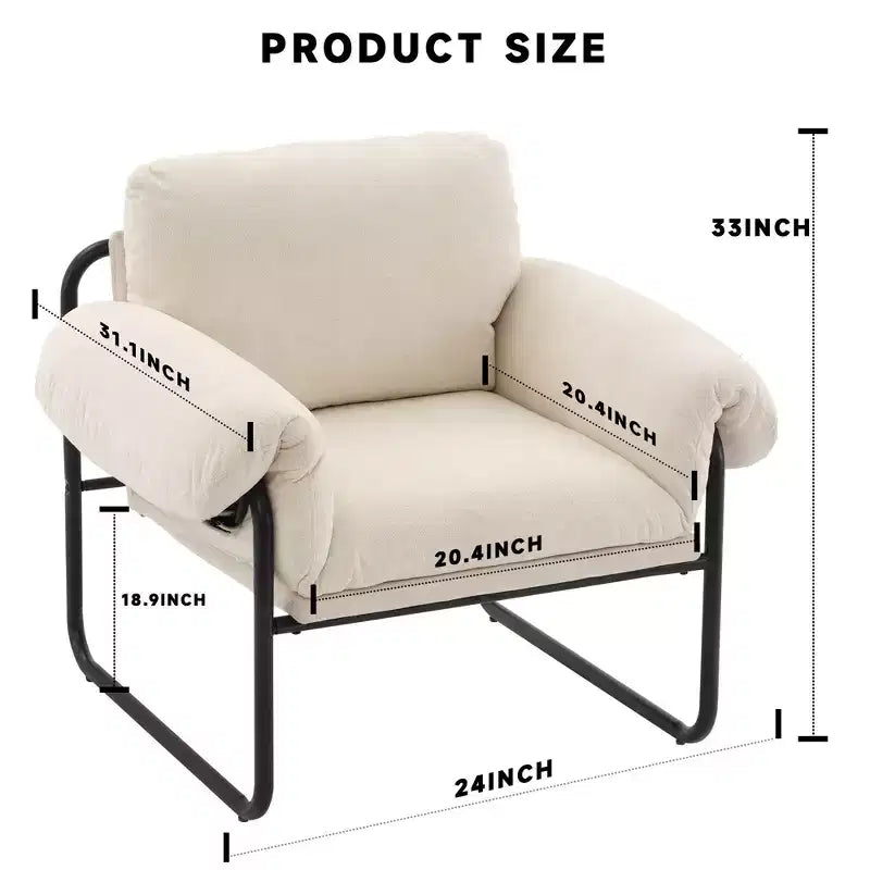 Fauteuil d'appoint en laine d'agneau Moore pour chambre à coucher, salle de réception, coin lecture, salon
