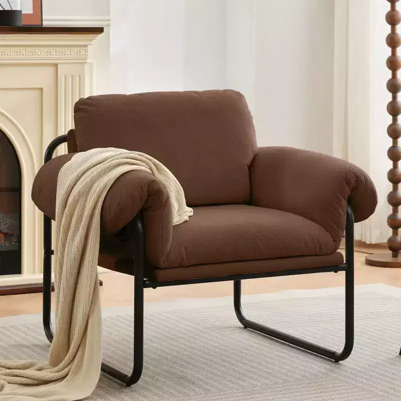 Fauteuil d'appoint en laine d'agneau Moore pour chambre à coucher, salle de réception, coin lecture, salon