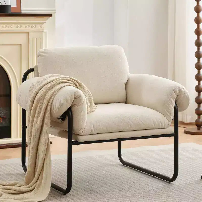 Fauteuil d'appoint en laine d'agneau Moore pour chambre à coucher, salle de réception, coin lecture, salon