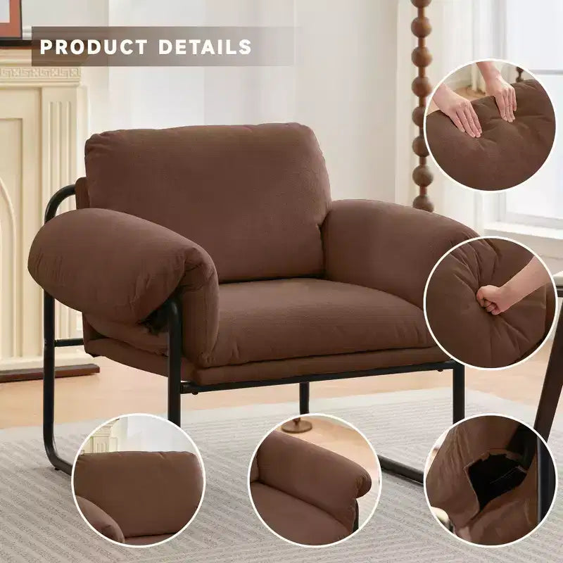 Fauteuil d'appoint en laine d'agneau Moore pour chambre à coucher, salle de réception, coin lecture, salon