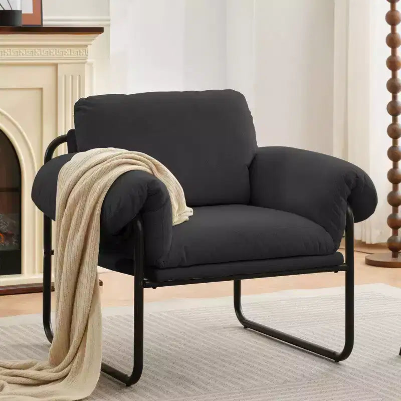 Fauteuil d'appoint en laine d'agneau Moore pour chambre à coucher, salle de réception, coin lecture, salon