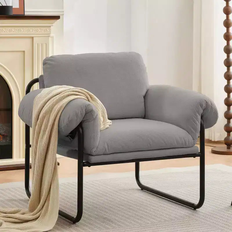 Fauteuil d'appoint en laine d'agneau Moore pour chambre à coucher, salle de réception, coin lecture, salon