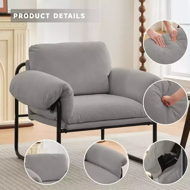 Fauteuil d'appoint en laine d'agneau Moore pour chambre à coucher, salle de réception, coin lecture, salon