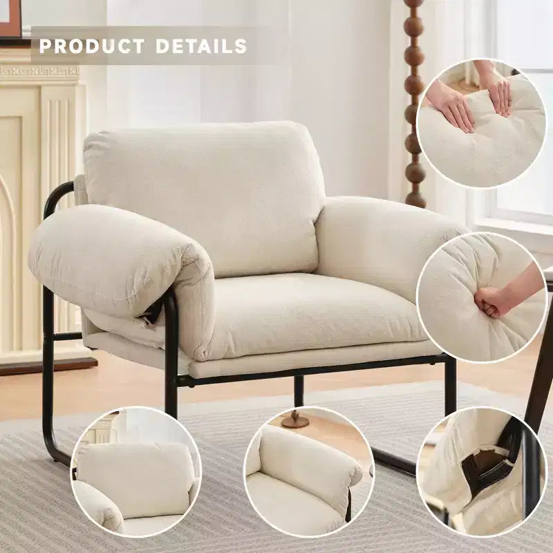 Fauteuil d'appoint en laine d'agneau Moore pour chambre à coucher, salle de réception, coin lecture, salon
