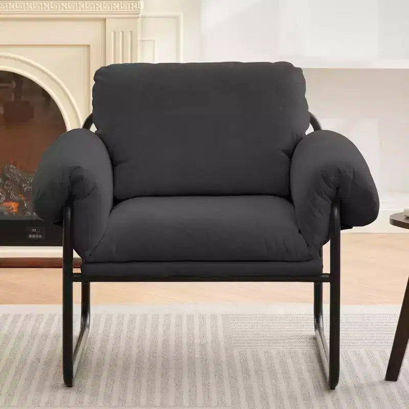 Fauteuil d'appoint en laine d'agneau Moore pour chambre à coucher, salle de réception, coin lecture, salon