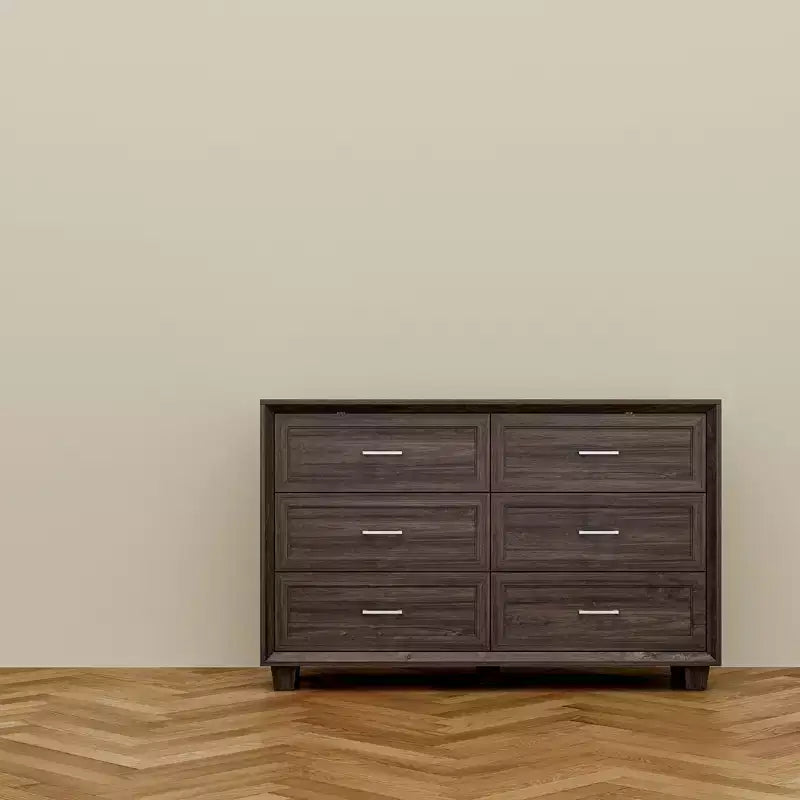 Buffet de Rangement Commode de Ferme Meuble d'Appoint avec 6 Tiroirs, Commode en Bois Blanc pour Chambre à Coucher, Salon, Couloir