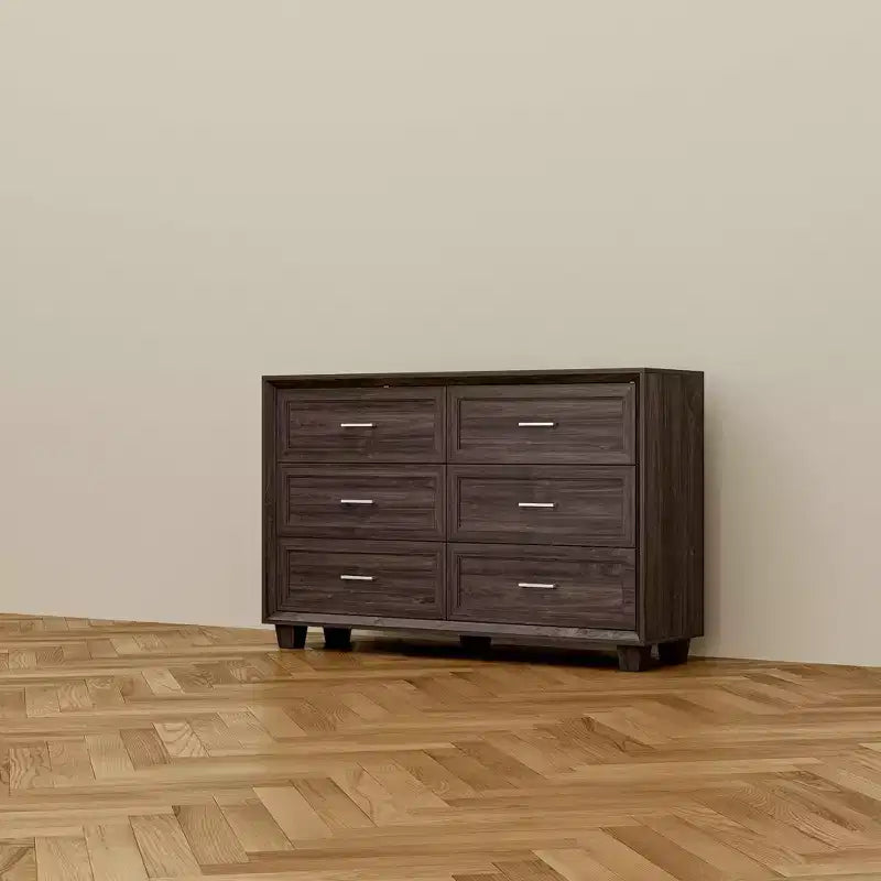 Buffet de Rangement Commode de Ferme Meuble d'Appoint avec 6 Tiroirs, Commode en Bois Blanc pour Chambre à Coucher, Salon, Couloir