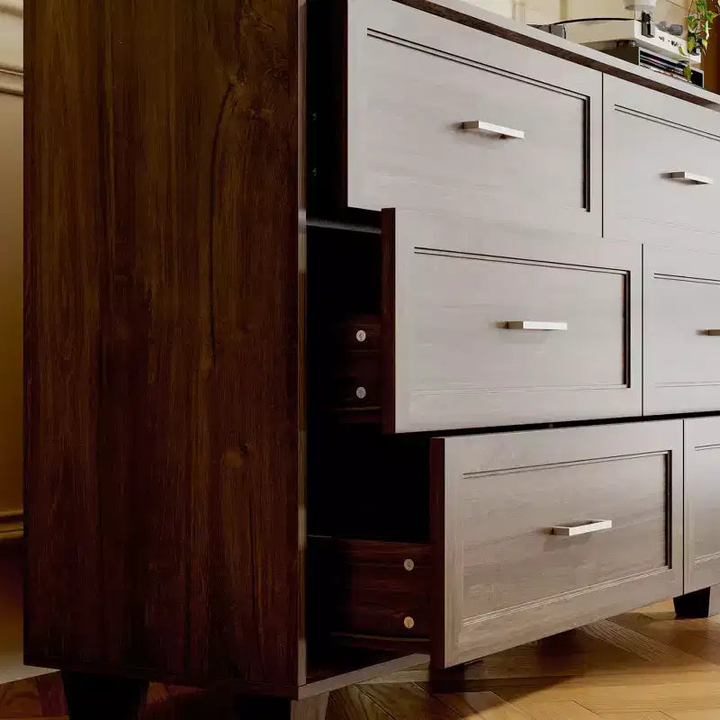 Buffet de Rangement Commode de Ferme Meuble d'Appoint avec 6 Tiroirs, Commode en Bois Blanc pour Chambre à Coucher, Salon, Couloir