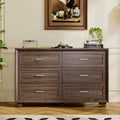 Buffet de Rangement Commode de Ferme Meuble d'Appoint avec 6 Tiroirs, Commode en Bois Blanc pour Chambre à Coucher, Salon, Couloir