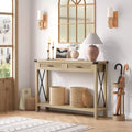 43 Entryway Table, Console Table with Rattan Drawers, Boho Rattan Entryway Table, for Entryway, Living Room, Hallway, Foyer