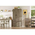 Kitchen Pantry Storage Cabinet with Adjustable Shelves, and Barn Doors, Drawer, Freestanding Tall Kitchen Cabinet