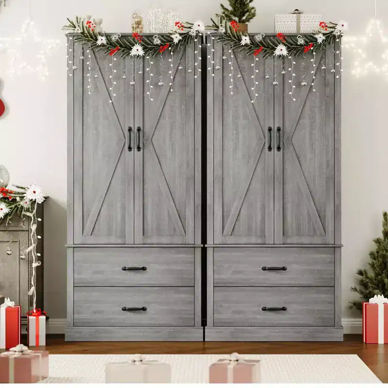 Meuble de rangement de cuisine avec étagères réglables et portes coulissantes, tiroir, armoire de cuisine haute autoportante