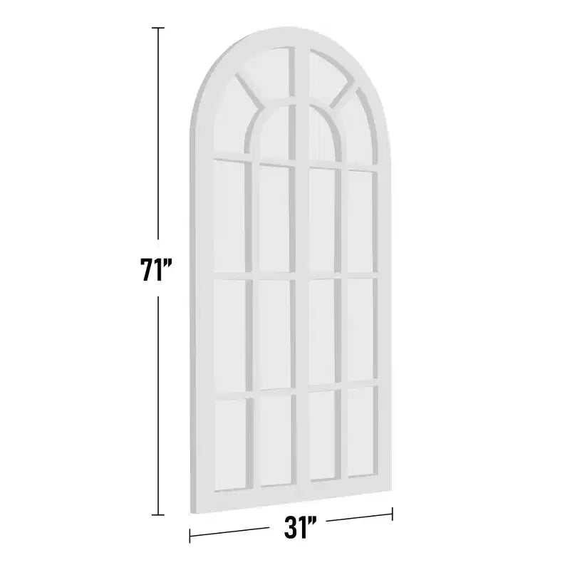 Miroir pleine longueur, en bois massif, avec cadre en arche classique, 71 po x 32 po, modèle à fenêtre, rectangulaire avec dessus arqué, autoportant, brun
