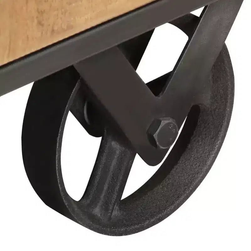 Meuble TV en bois naturel avec finition en acier gris