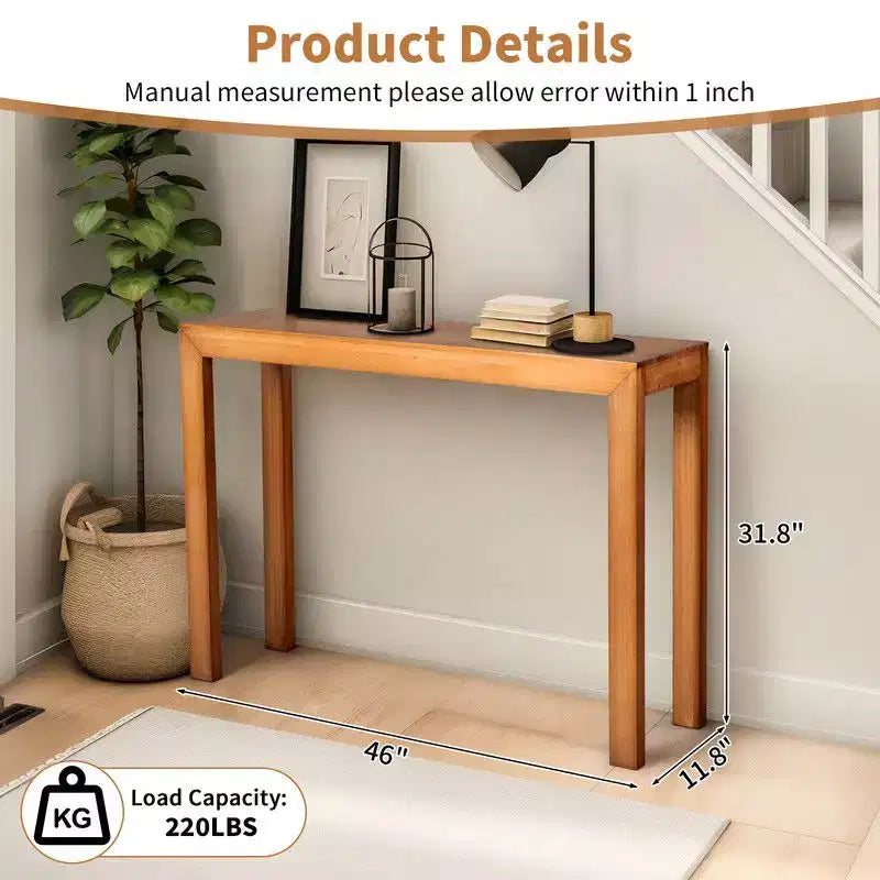 Table console rectangulaire en bois de 46 po