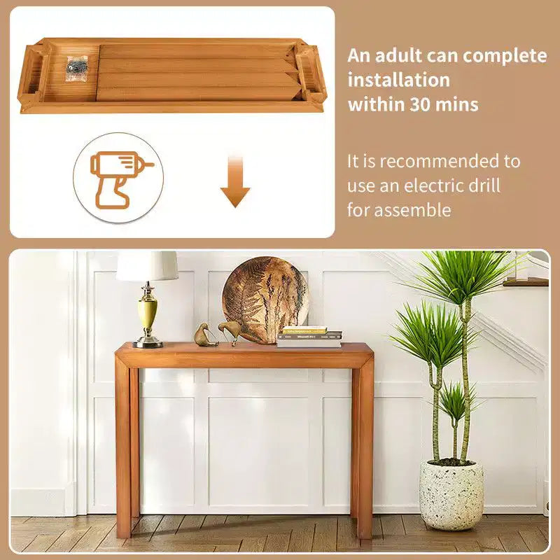 Table console rectangulaire en bois de 46 po