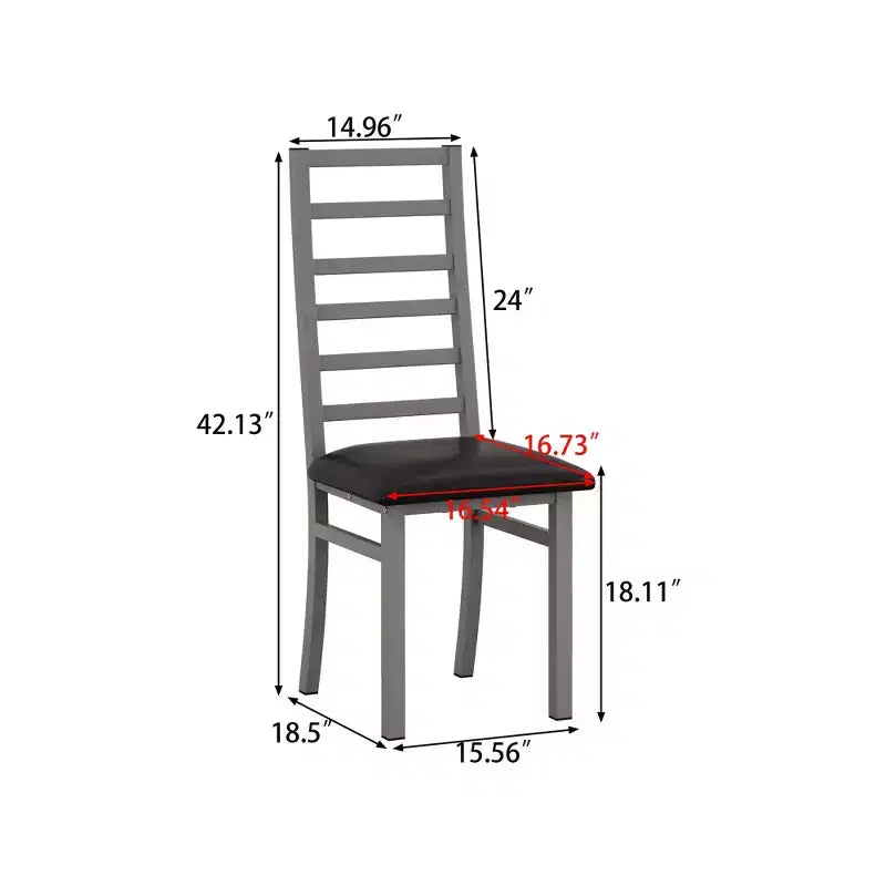 Chaises de salle à manger en métal Pieds en acier et sièges en cuir PU Dossier haut sans accoudoirs pour salon cuisine gris