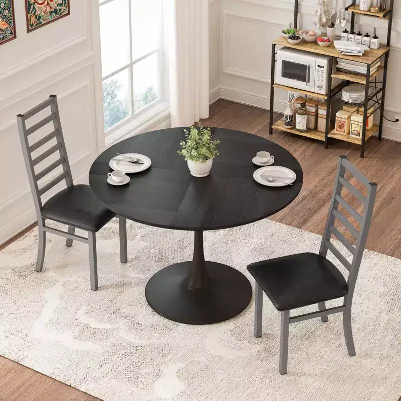 Chaises de salle à manger en métal Pieds en acier et sièges en cuir PU Dossier haut sans accoudoirs pour salon cuisine gris