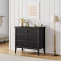 3-Drawer Fluted Dresser - Modern Wood Storage with Metal Legs & Anti-Tip Kit, for Bedroom/Living Room