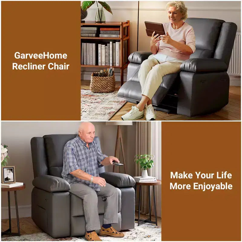 Fauteuil releveur électrique inclinable extra large avec chaleur et massage, dossier et jambes réglables, en cuir PU pour personnes âgées et à mobilité réduite