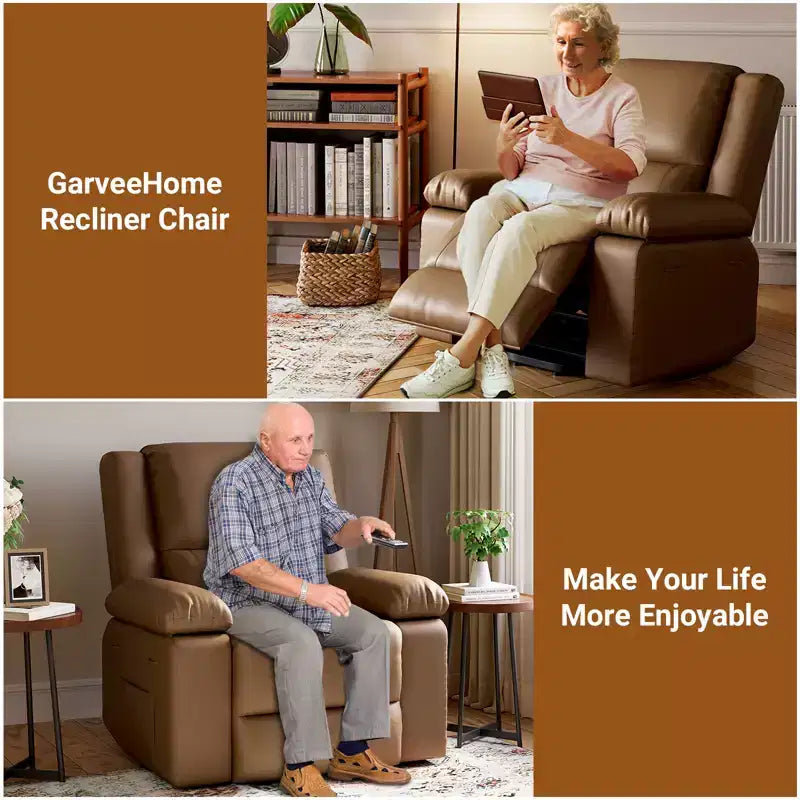 Fauteuil releveur électrique inclinable extra large avec chaleur et massage, dossier et jambes réglables, en cuir PU pour personnes âgées et à mobilité réduite