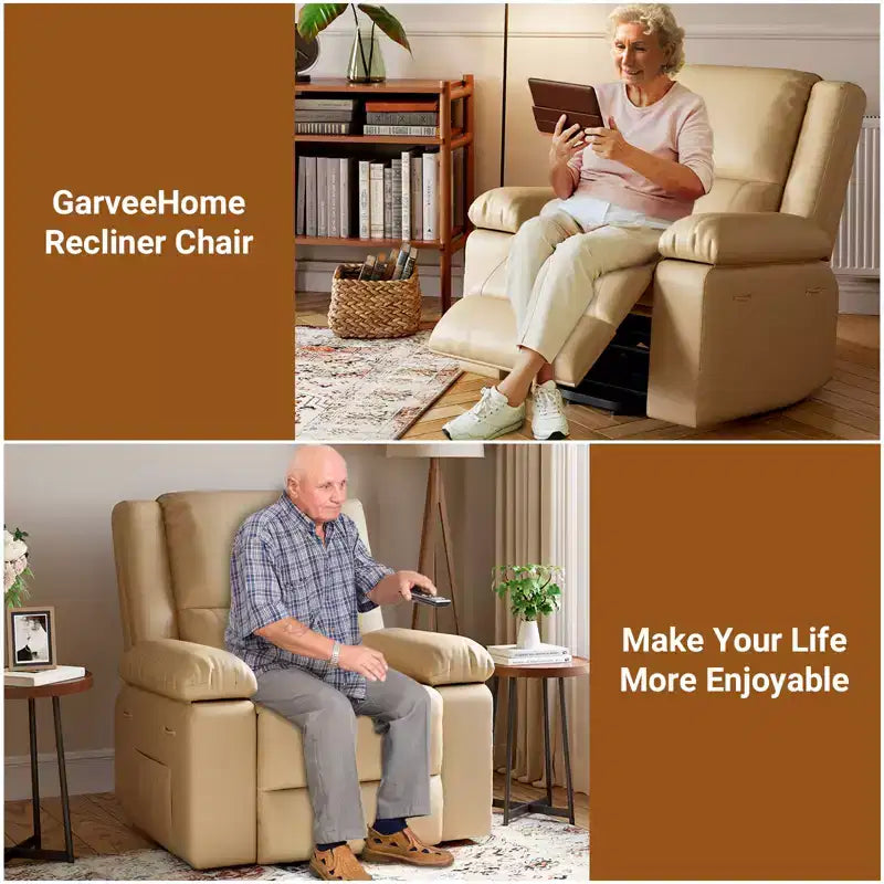 Fauteuil releveur électrique inclinable extra large avec chaleur et massage, dossier et jambes réglables, en cuir PU pour personnes âgées et à mobilité réduite