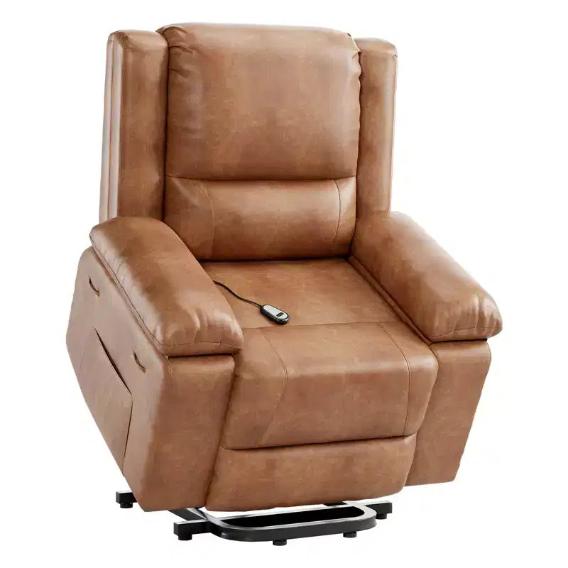 Fauteuil releveur électrique inclinable extra large avec chaleur et massage, dossier et jambes réglables, en cuir PU pour personnes âgées et à mobilité réduite