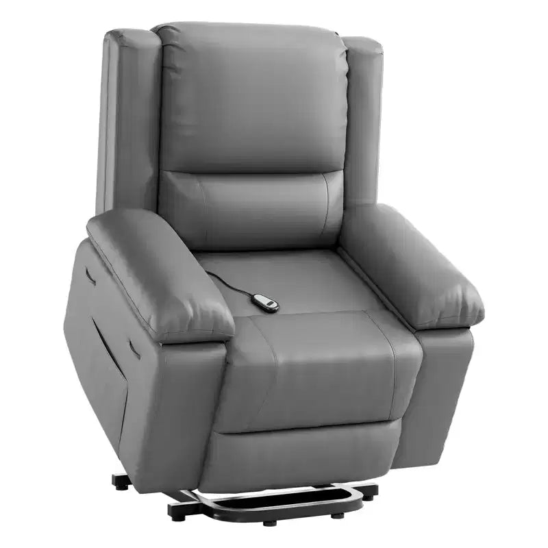 Fauteuil releveur électrique inclinable extra large avec chaleur et massage, dossier et jambes réglables, en cuir PU pour personnes âgées et à mobilité réduite