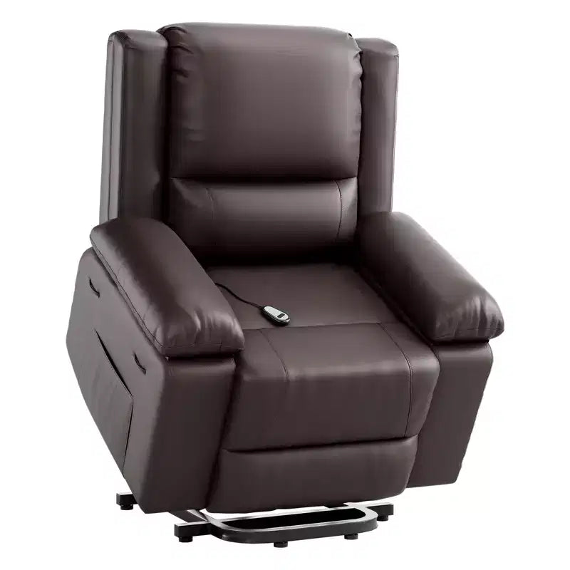 Fauteuil releveur électrique inclinable extra large avec chaleur et massage, dossier et jambes réglables, en cuir PU pour personnes âgées et à mobilité réduite
