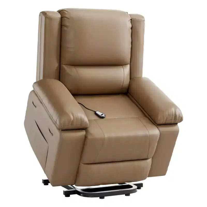 Fauteuil releveur électrique inclinable extra large avec chaleur et massage, dossier et jambes réglables, en cuir PU pour personnes âgées et à mobilité réduite