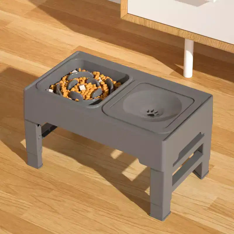 Gamelles pour chien, station d'alimentation surélevée en acier inoxydable avec gamelle anti-glouton - Gamelles surélevées à hauteur réglable pour chiens et chats, noir