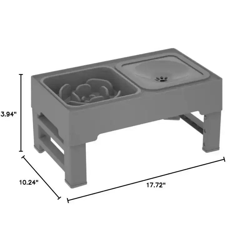 Gamelles pour chien, station d'alimentation surélevée en acier inoxydable avec gamelle anti-glouton - Gamelles surélevées à hauteur réglable pour chiens et chats, noir