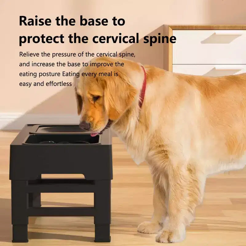 Gamelles pour chien, station d'alimentation surélevée en acier inoxydable avec gamelle anti-glouton - Gamelles surélevées à hauteur réglable pour chiens et chats, noir