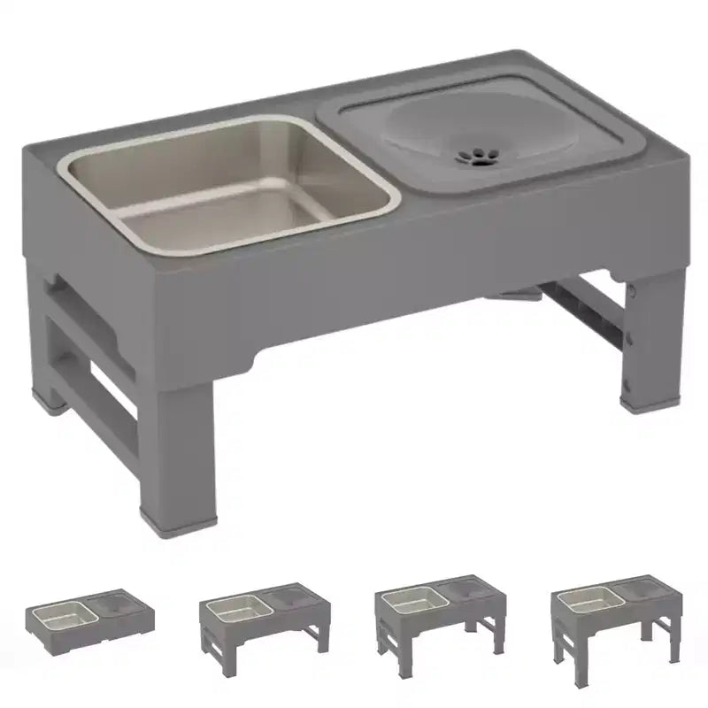 Gamelles pour chien, station d'alimentation surélevée en acier inoxydable avec gamelle anti-glouton - Gamelles surélevées à hauteur réglable pour chiens et chats, noir