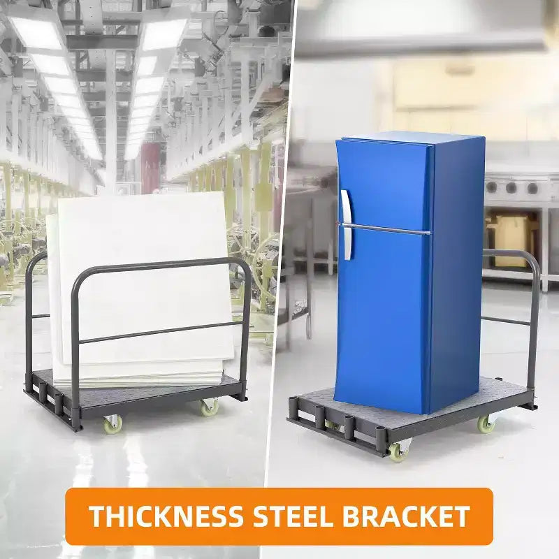 Acekool Heavy Duty Platform Truck Cart with 2000 lbs Capacity, Steel Flatbed Dolly with 4 Swivel Casters and Removable Handrails