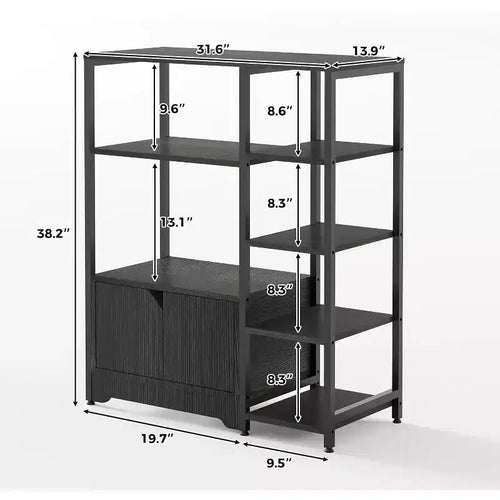 Étagère à café à 5 niveaux avec étagères, étagères de rangement en bois et métal, étagère de présentation industrielle, pour chambre à coucher, salon