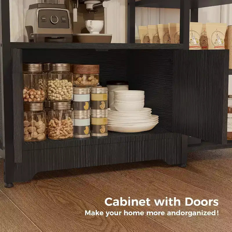 Étagère à café à 5 niveaux avec étagères, étagères de rangement en bois et métal, étagère de présentation industrielle, pour chambre à coucher, salon