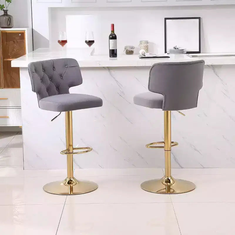 Tabourets de bar pivotants, tabourets de bar modernes hauteur comptoir avec dossier et repose-pieds doré, tabouret de comptoir pivotant réglable