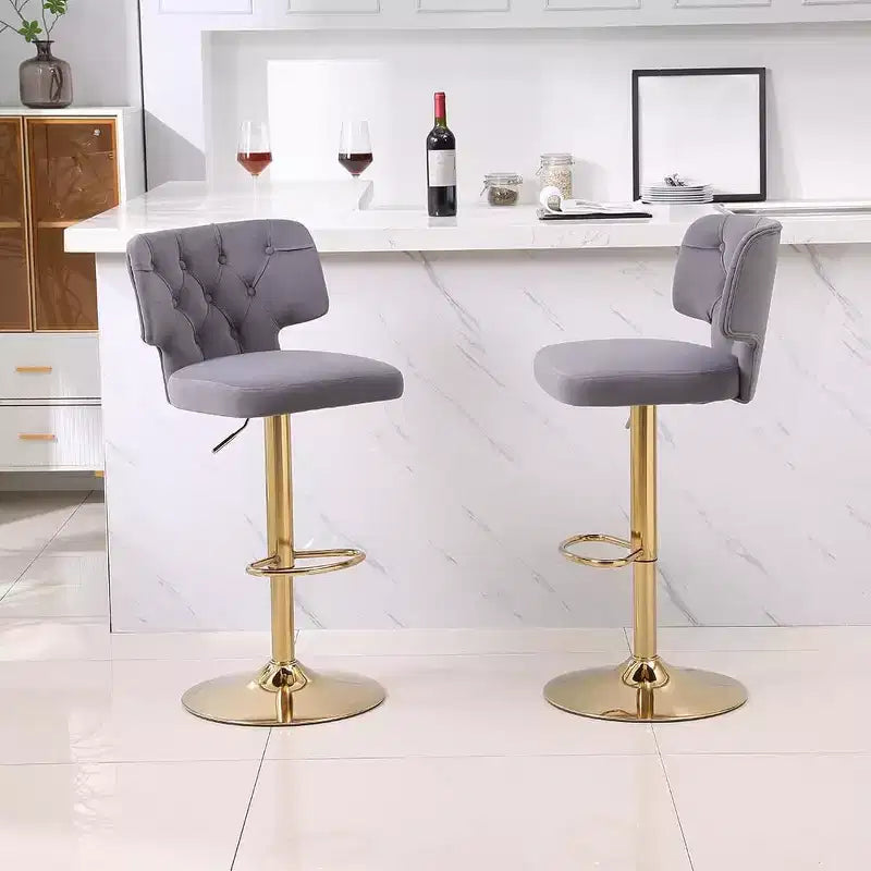 Tabourets de bar pivotants, tabourets de bar modernes hauteur comptoir avec dossier et repose-pieds doré, tabouret de comptoir pivotant réglable