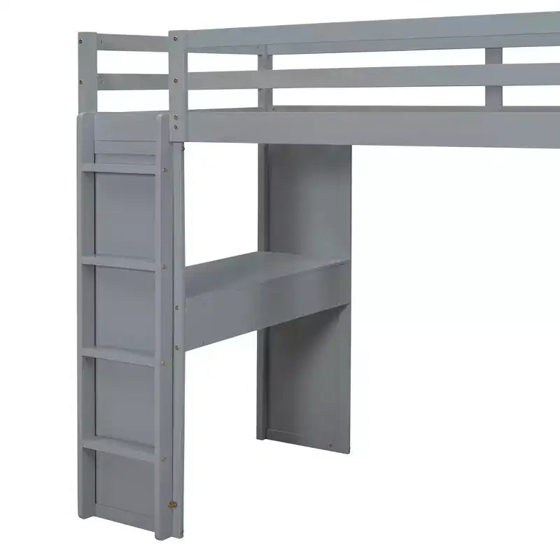 Lit mezzanine en bois avec bureau pour enfants, lit mezzanine pour enfants avec étagères de rangement et lumière LED pour garçons filles adolescents