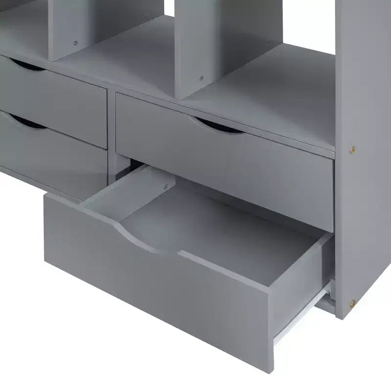 Lit mezzanine en bois avec bureau pour enfants, lit mezzanine pour enfants avec étagères de rangement et lumière LED pour garçons filles adolescents