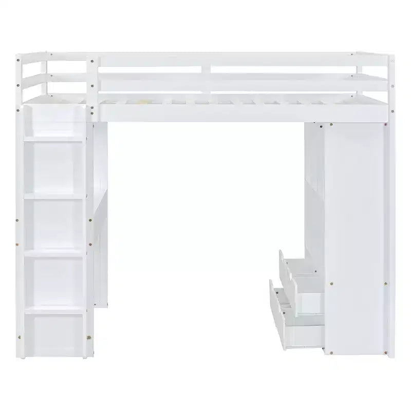 Lit mezzanine en bois avec bureau pour enfants, lit mezzanine pour enfants avec étagères de rangement et lumière LED pour garçons filles adolescents
