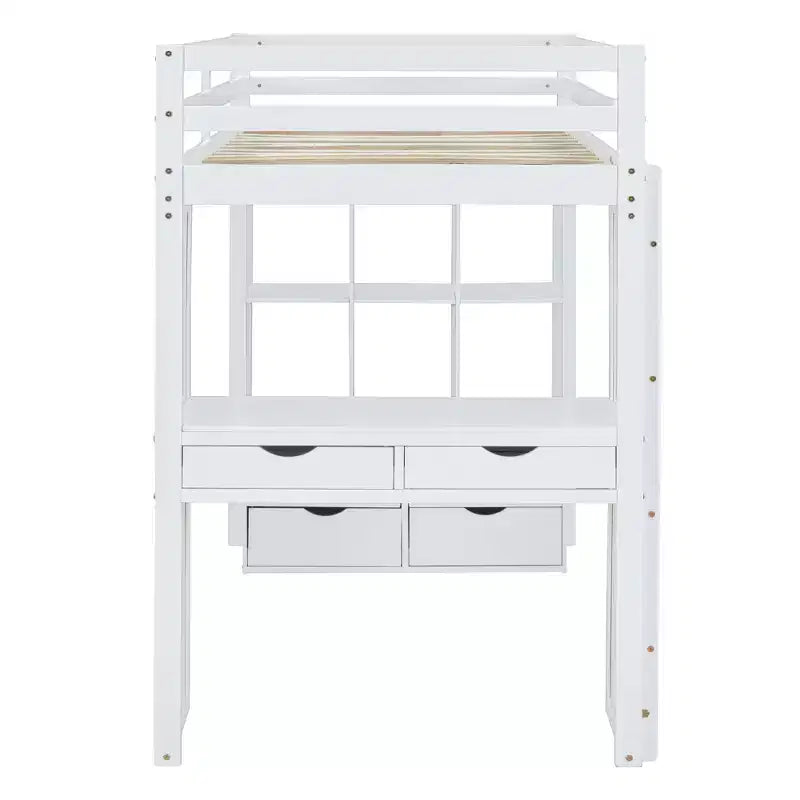 Lit mezzanine en bois avec bureau pour enfants, lit mezzanine pour enfants avec étagères de rangement et lumière LED pour garçons filles adolescents
